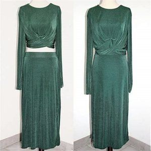 NWT HOUSE OF HARLOW GREEN 2 PIECE DRESS